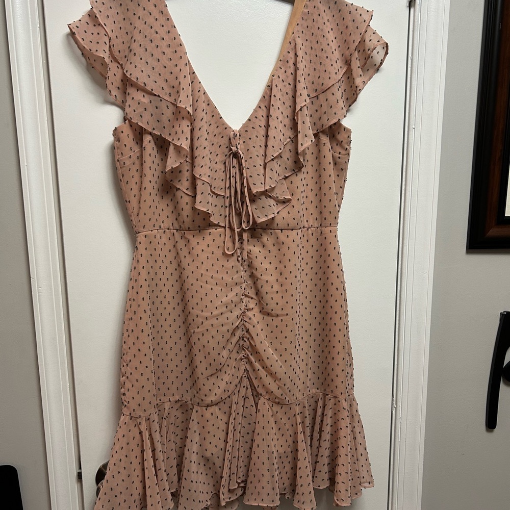 Wayf Brown Ruffled Wrap Sundress